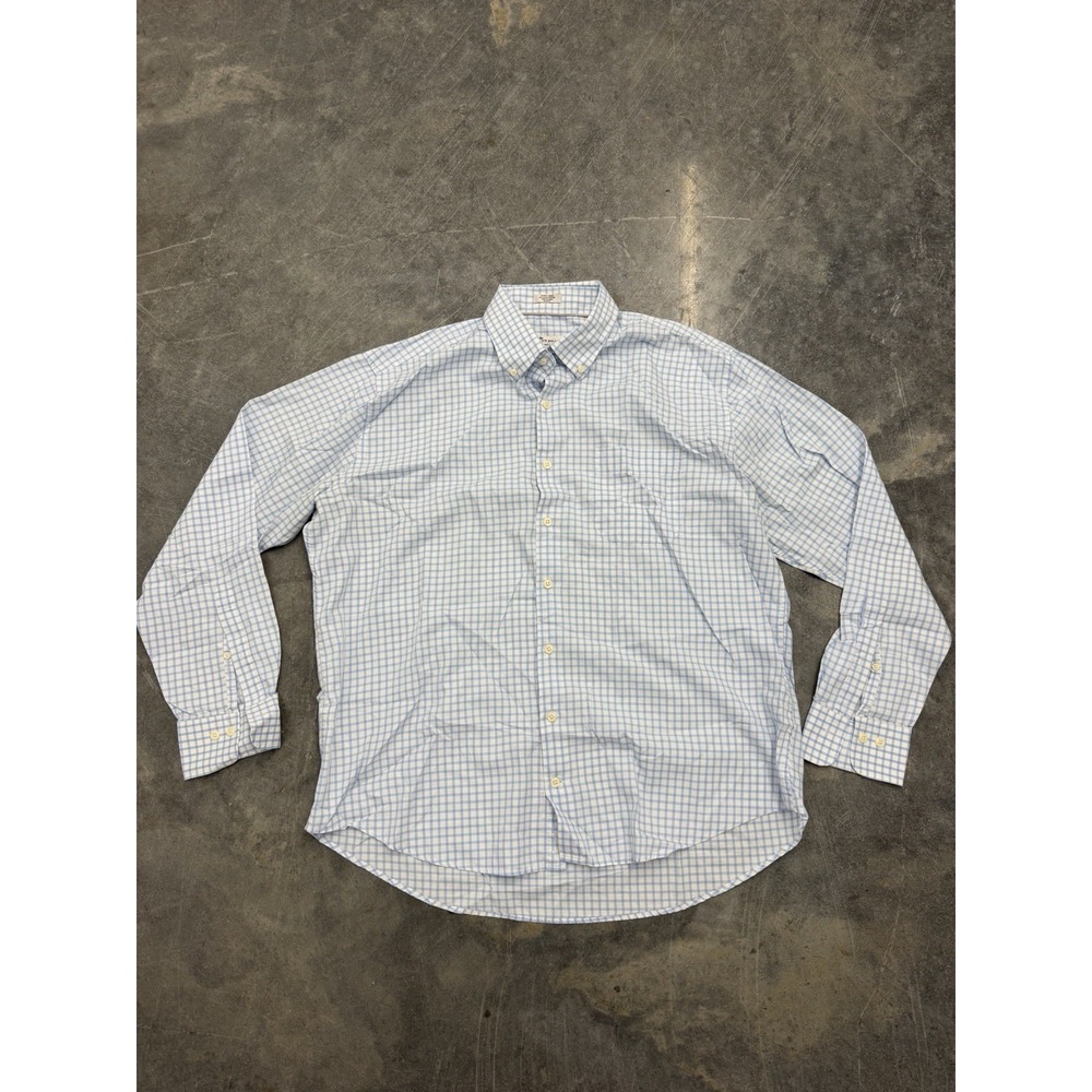 Peter Millar Crown Soft Shirt XL Extra Large Mens Cotton Silk Plaid Check Button
